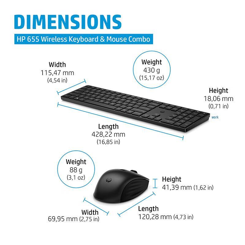 HP 655 Wireless Keyboard and Mouse Combo