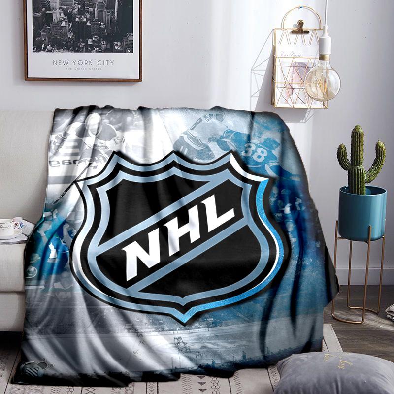 Nhl Hockey League Emblem Throws Blanket Flannel Blankets Plush for Couch Bed Gifts for Men Women Travel picnic blanket Christmas fan gifts