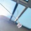 Pink diamond love heart pendant necklace female sweet cute niche design student girlfriend collarbone chain jewelry