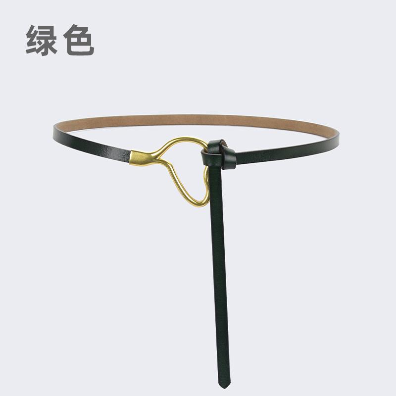 Women'S Leather Belt Knotted Decoration With Dress Shirt Simple Pure Cowhide Thin Belt Trendy