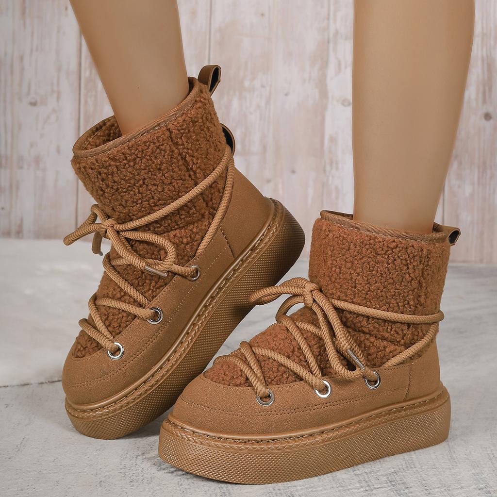 2024 winter new snow boots female Internet celebrities thick-soled warm round head short boots female Northeast thickened snow cotton shoes female