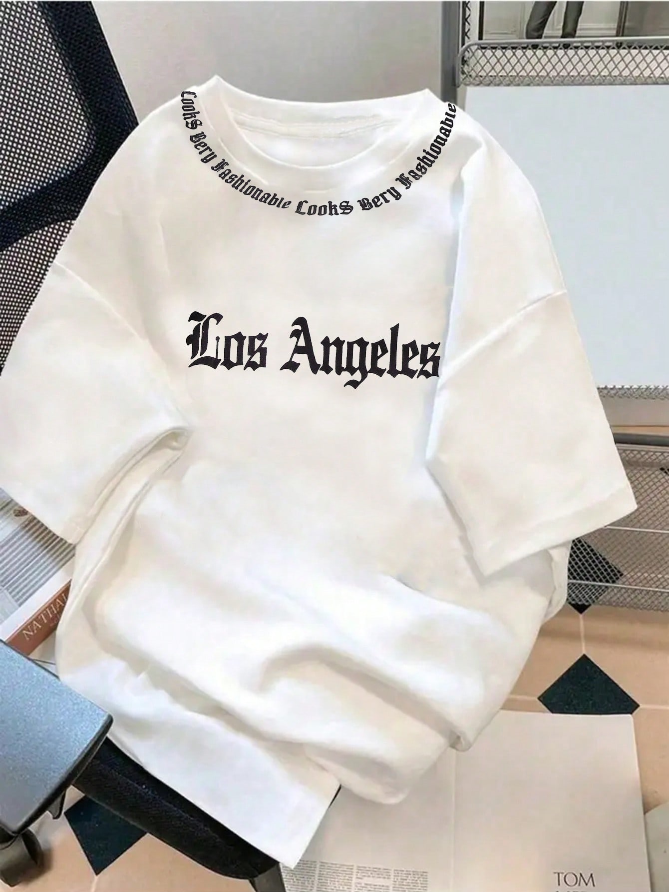 

Boys Street Style LOS ANGELES Letter Print Fashionable Everyday Casual Wear Soft and Comfortable Short-Sleeve T-Shirt Spring/Summer Collection 8Y белый