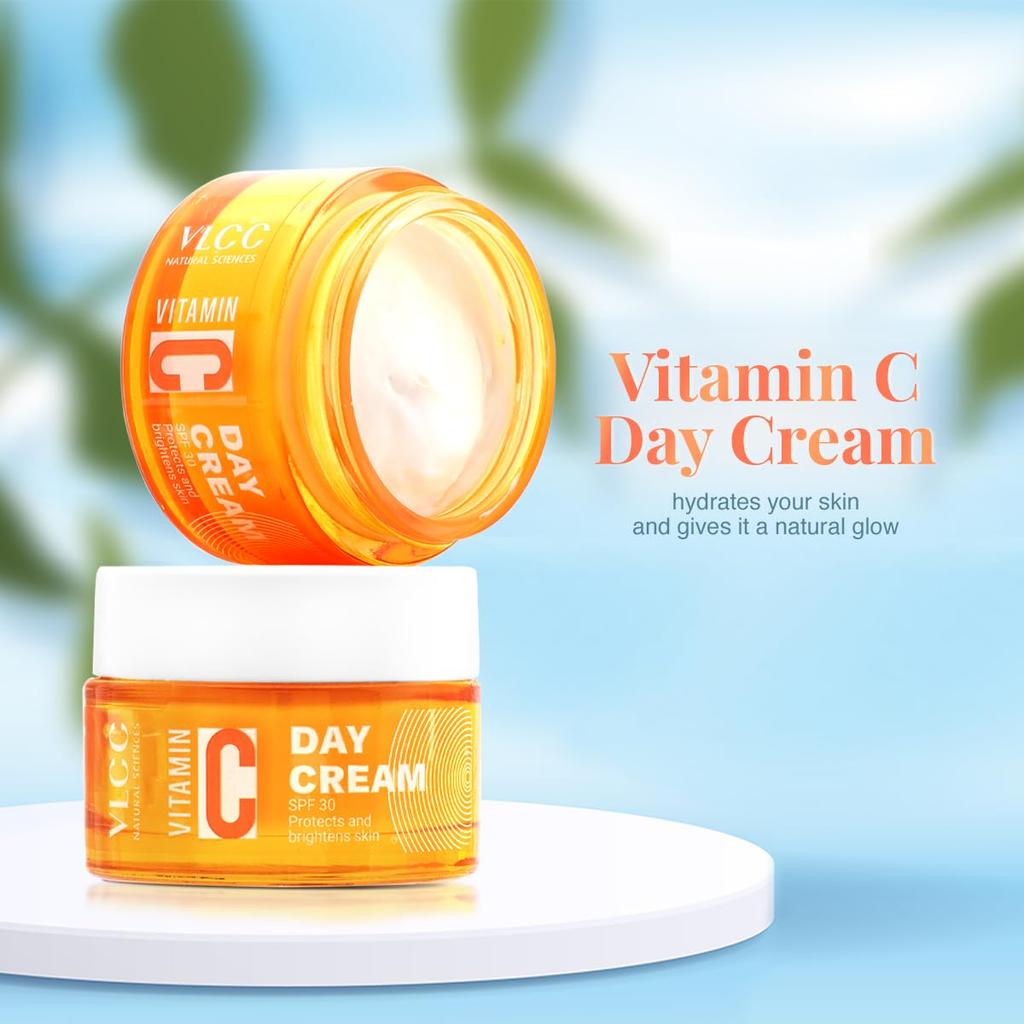 VLCC Vitamin C Day Cream SPF 30 50 g For Daily Hydration And Sun Protection With Lightweight Radiance Formula Care