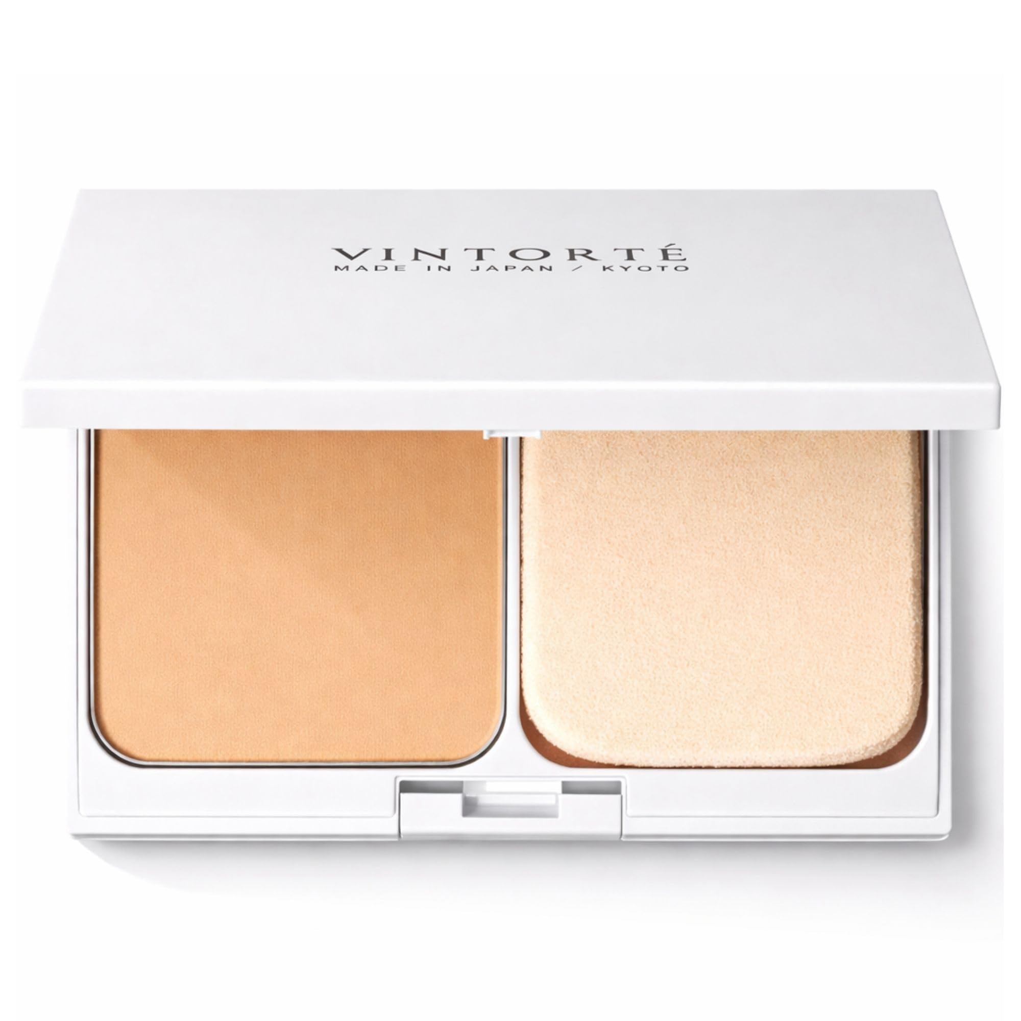 

VINTORTE Mineral Silk Pressed Foundation Case with Puff Mineral Washable with with Gift Present [Pressed Powder, Powder, Soap] (Bright Pink, Puff)