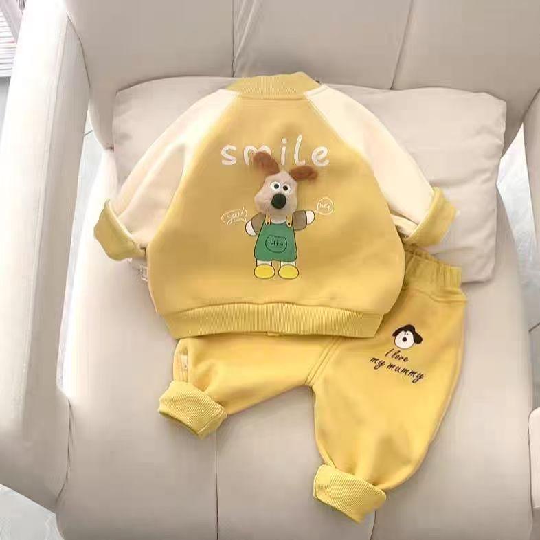 Spring Boys Stylish Two-Piece Outfit: Infant and Toddler Back Dog Design