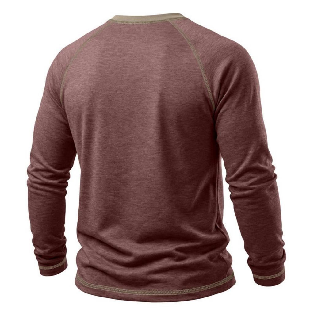 Men's Color Long Sleeve Crewneck Casual T-Shirt for Everyday Wear