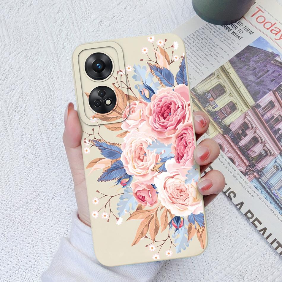 Phone Case For OPPO Reno 8T 4G 5G 8Z 8Lite Cover Cartoon Camera Protection Liquid Silicone Bumper For OPPO Reno8 T Fundas Gift
