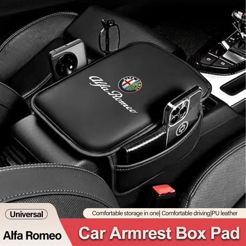 Leather Car Armrest Box Pad Auto Armrest Mat For Alfa Romeo 4C 159 166 Spider Giulia 156 Mito 147 8C GT High Quality AccessorieZQ5