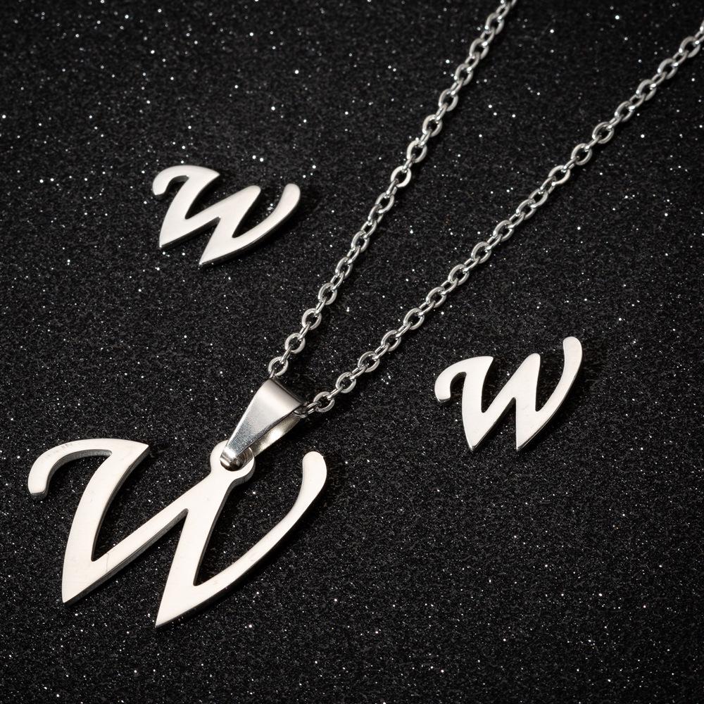 English Letter Necklace & Earring Set: Fashionable Jewelry for Women