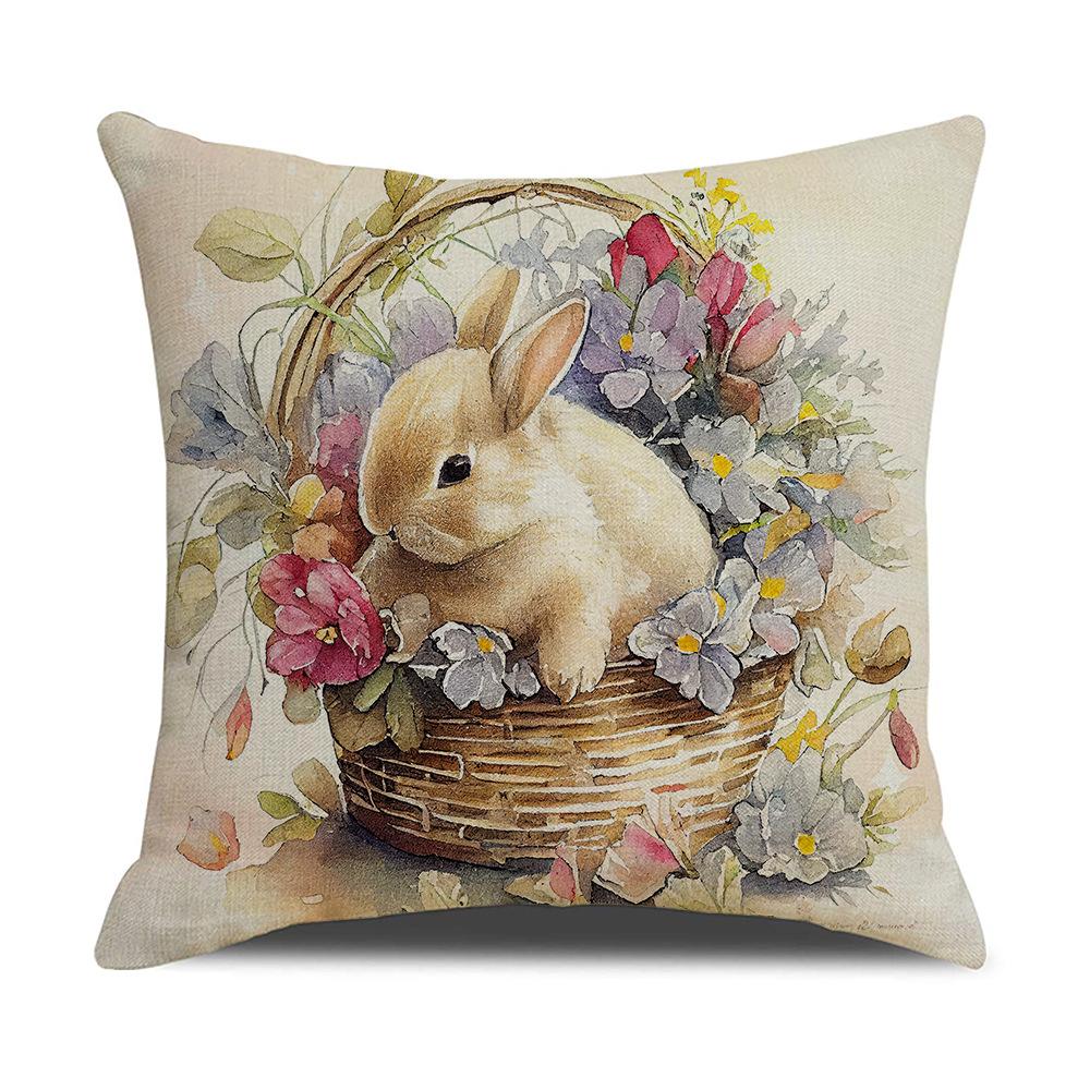 Neuer Oster-Kissenbezug Frühling Beliebt Retro Hase Dekokissen Sofa Kissenbezug