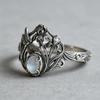 New Inlaid Opal Ring, Ancient Silver Dragonfly Shape, Retro Jewelry, Daily Accessories.