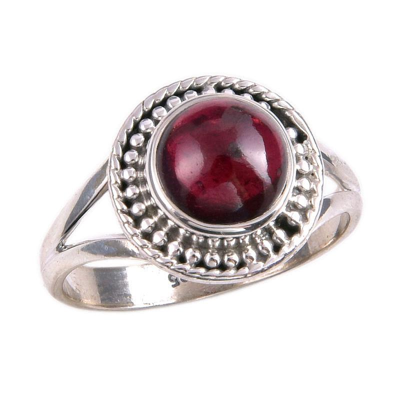Natural Garnet Gemstone Handmade 925 Solid Sterling Silver Gift Ring S.8 h2U97