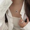 S925 Sterling Silver Geometric Fried Egg Labradorite Pendant Necklace for Women - Light Luxury High-End Style