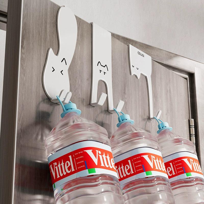 Punch-Free Door Hook Rack: Wall-Mounted Kitchen Cabinet Hanger for Clothes, Hats, Keys.