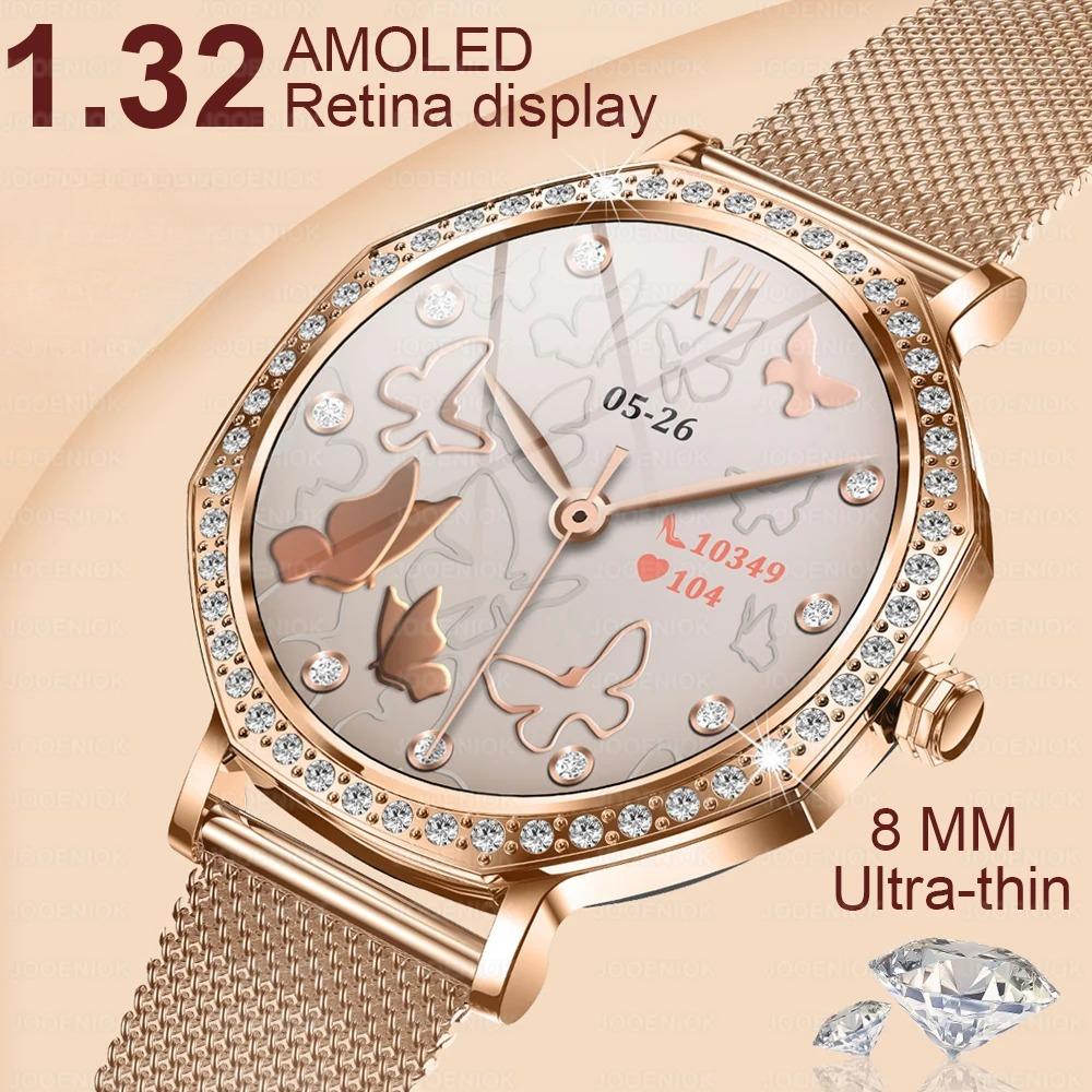 1.27 inch  Screen Fashion Ladies Smart Watch Screen Always Display Bluetooth Call Smartwatch Metal Body Small Screen Watch