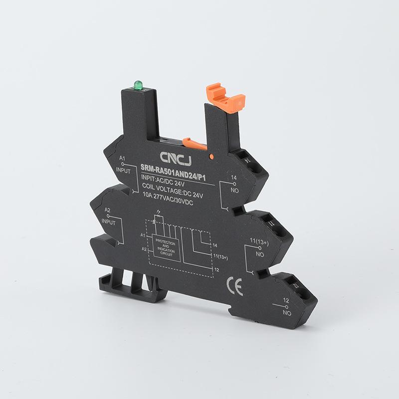1Pcs Plastic SRM-RA501AND24-P1 Black Direct Current Ultra-Slim Relay Module Alternating Current Rail Type Slim Relay Base