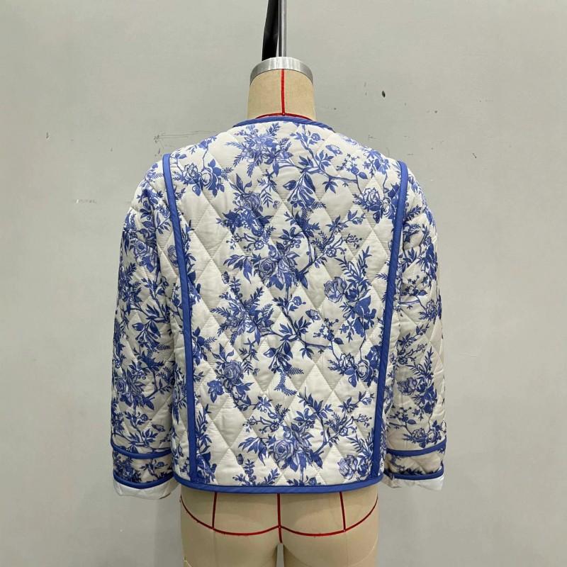 Womens Floral Print Long Sleeve Cotton Blend Casual Jacket V-Neck Lightweight Outerwear Fall 2026