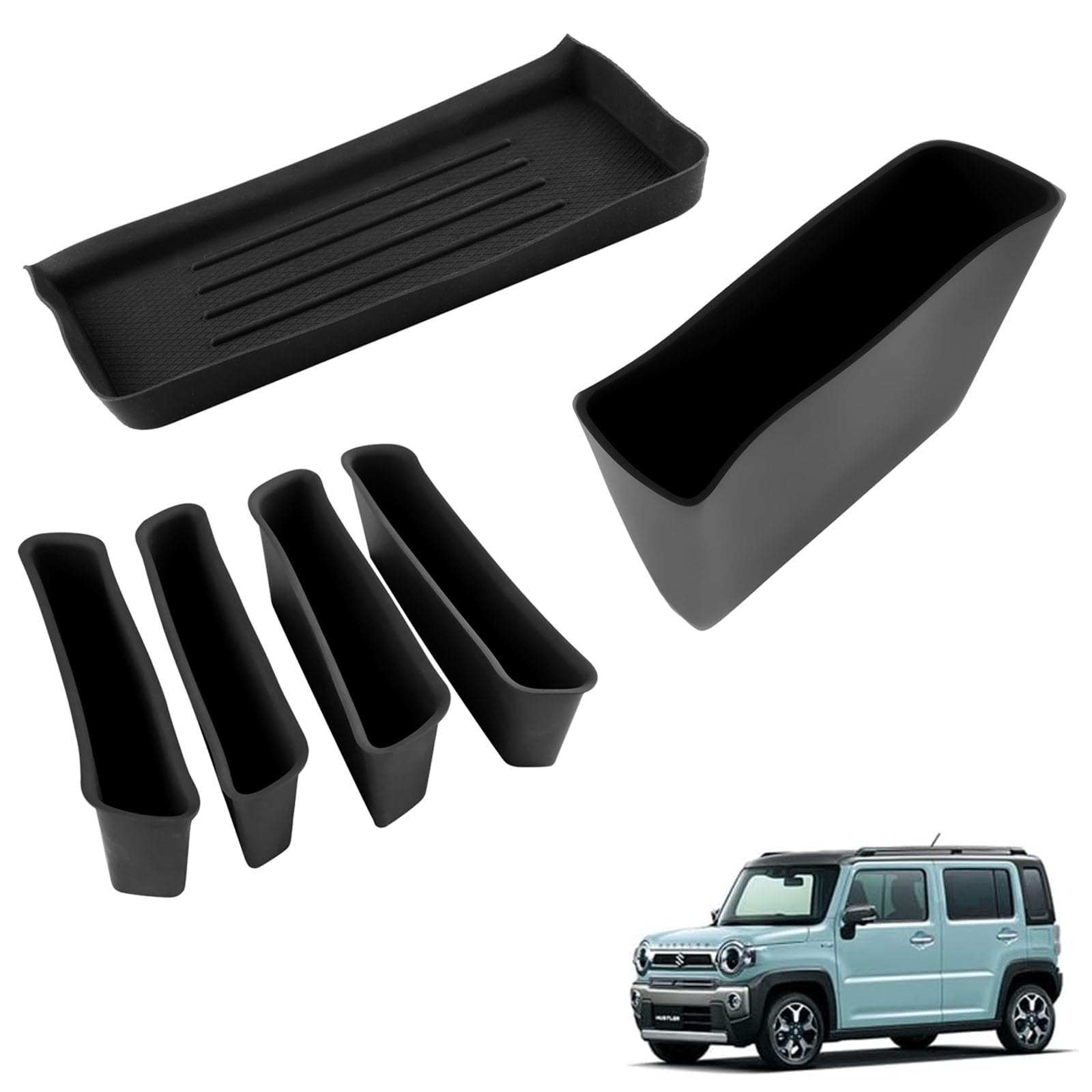 FDAIUN Interior Silicone Mats for Suzuki Hustler Generation Customizable Suzuki HUSTLER Easy Black of Steering Passenger Open and Storage Non-Slip чёрный