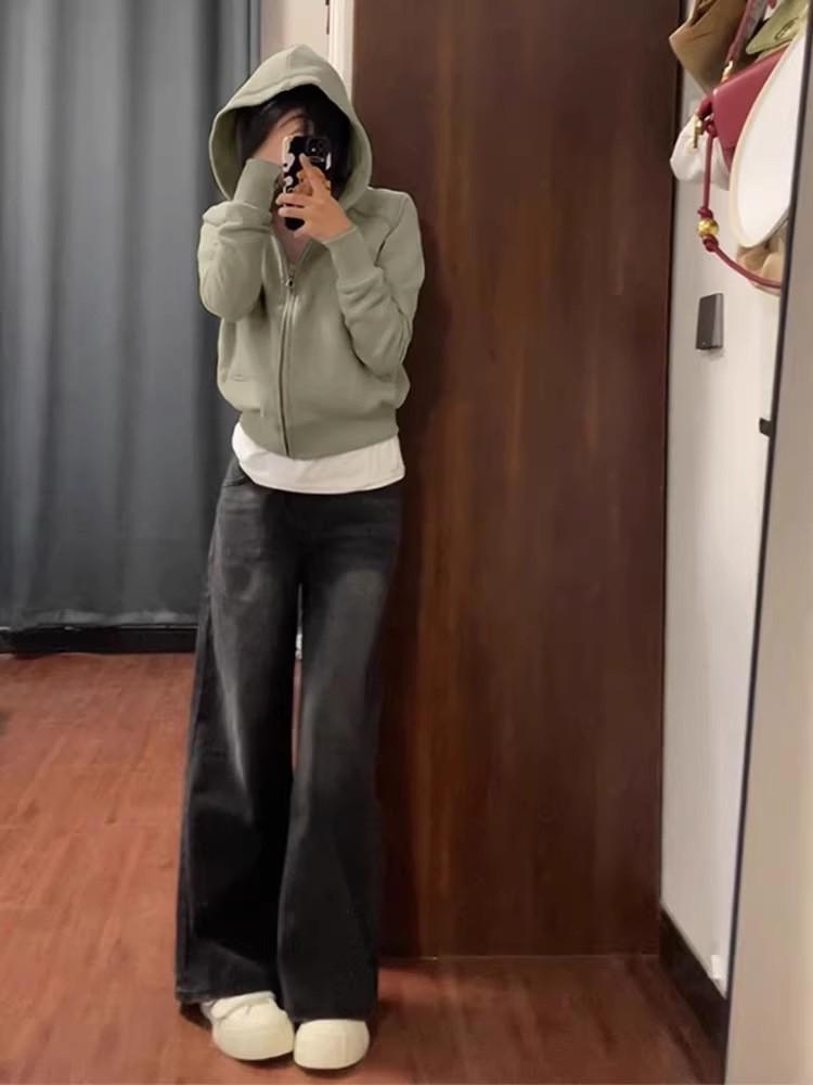 American Grey Women's Loose Fit Cardigan Hoodie - Early Autumn Casual Wear