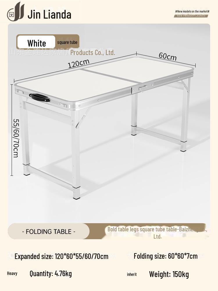 Přenosný multifunkční hliníkový skládací stůl pro stolování a venkovní použití