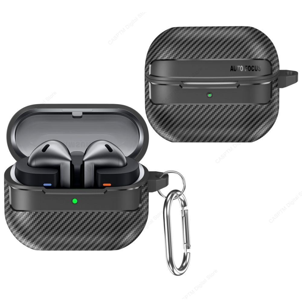 New TPU Cover For Samsung Galaxy Buds 3 Pro Buzz 3 Pro Buds3 Pro Case Carbon Fibre Pattern PC Protective Cases With Hook