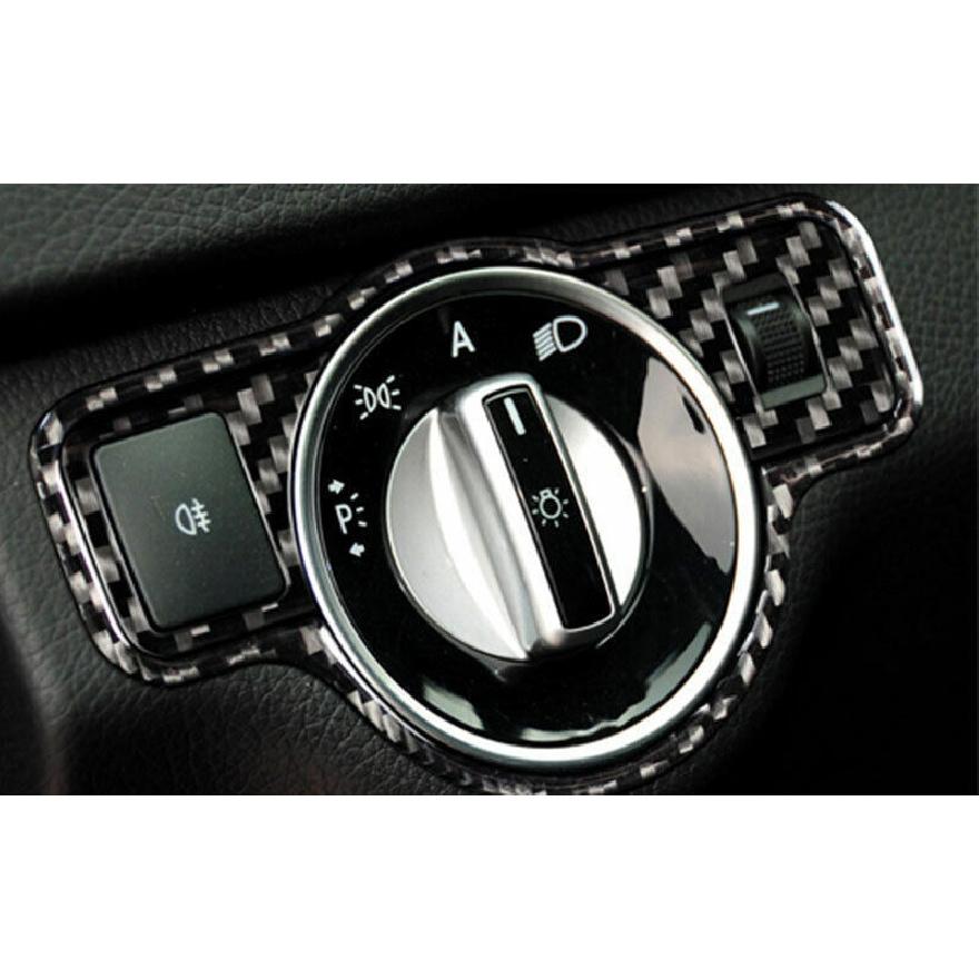 Real Carbon Fiber Headlight Lamp Switch Button Cover For Benz C-Class 2007-2014
