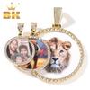 THE BLING KING Oversize Large Round Custom Photo Pendant Necklace Engrave Iced Out CZ Hiphop Jewelry Memory Gifts