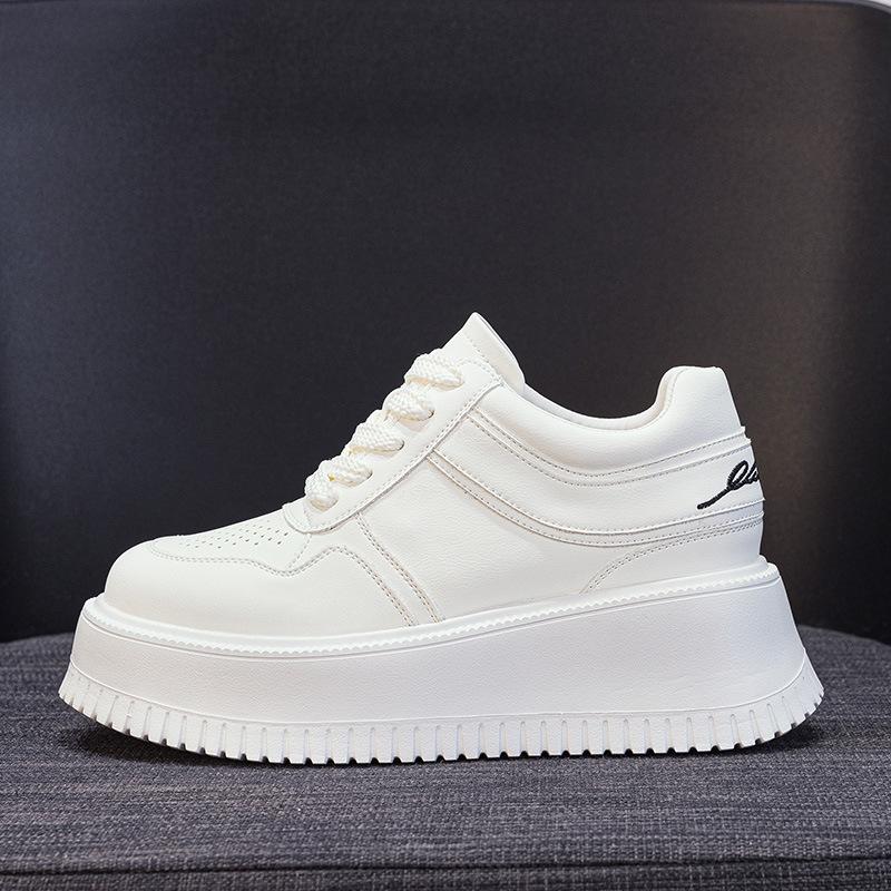Platform white shoes women's autumn new small height increase versatile muffin shoes casual sports board shoes