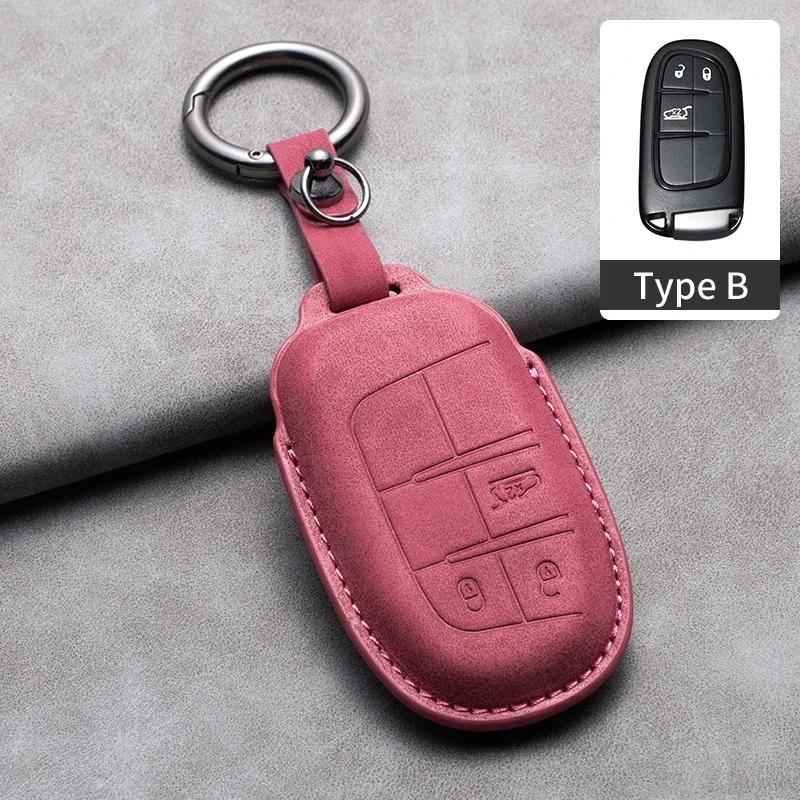 Leather Car Key Case Cover Keychain For Jeep Wrangler Commander Compass Patriot Renegade Cherokee Grand Cherokee Keyring