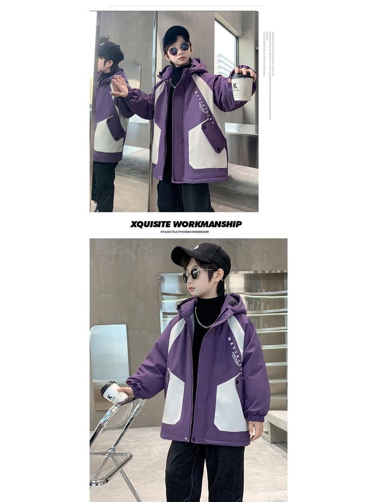 Boys' Trendy Cotton Coat 2025: Velvet-Lined Winter Parka