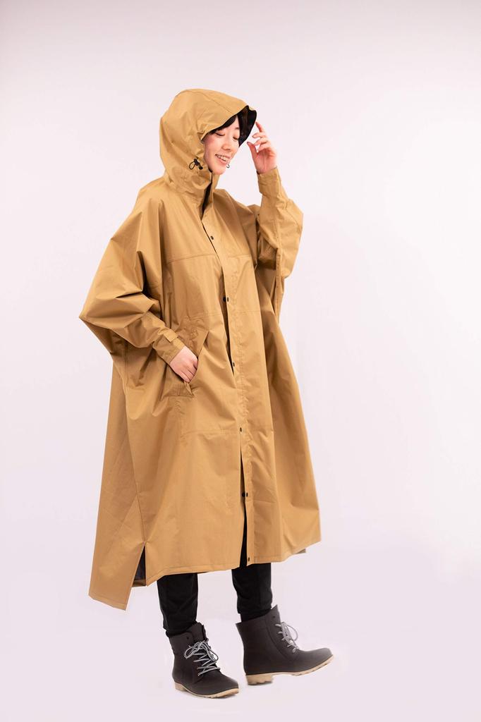 Pirarucu Rain Cycle Mode High and Free Size Poncho, Poncho, Water-Repellent Waterproof, Beige,