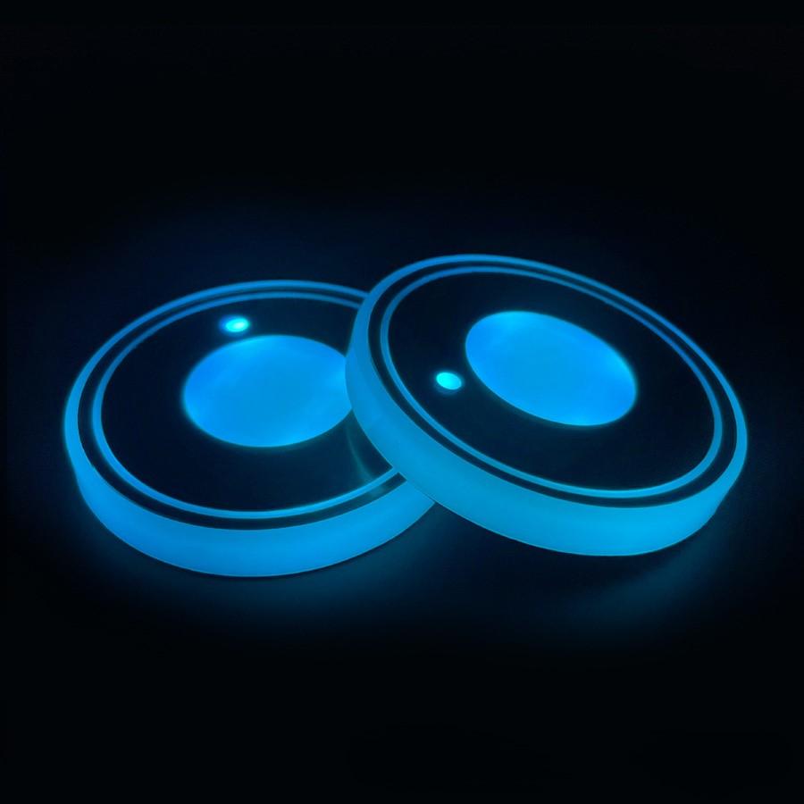 For Car Interior Lighting LED Car Cup Holder Ambient Interior Lights Vibration Activated Auto Power Off 15s USB Rechargeable