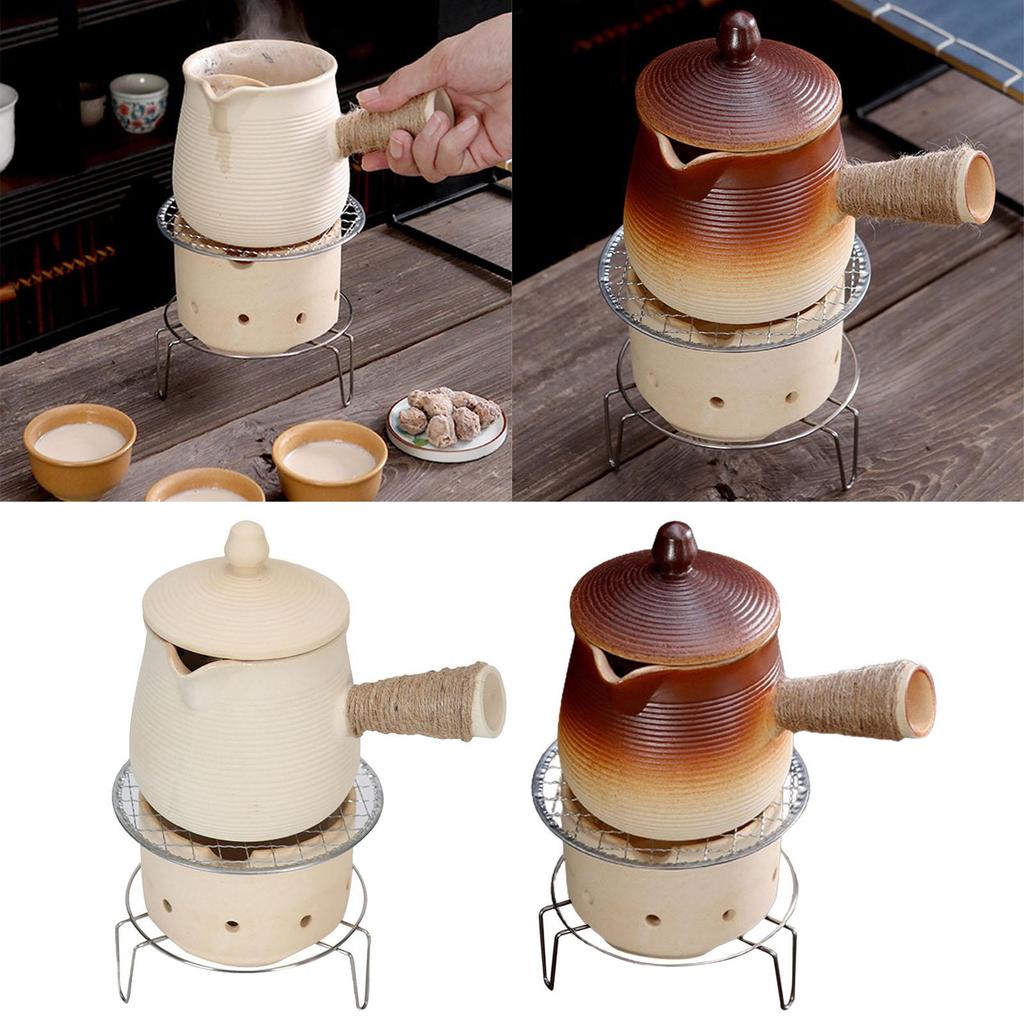 Ceramic Teapot and Stove Tea Maker Blooming and Loose Tea Leaf Kettle Porcelain Tea Pot with Rope Wrapped Handle for Hotel