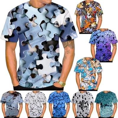 3d Printed Puzzle Graphic T Shirts For Men Women Short Sleeve Casual Funny Tee Tops Oversized Men Tshirt Hip-hop Streetwear