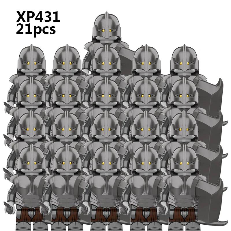 KT1056 21pcs WW2 Movie Character SET Magic Ring Lord Medieval Dwarf Soldier Shield Soldier Army Figure Bricks Toys for Kids Gift