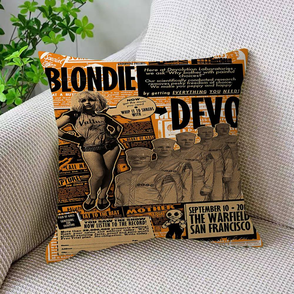 Rock Band B-Blondie Pillow Gift Home Office Decoration Bedroom Sofa Car Cushion Cover Case 45x45