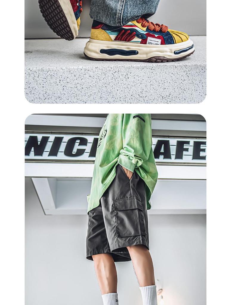 Breathable Youth Autumn Men's Trendy Thick-Soled Casual Skate Shoes with Shell Toe