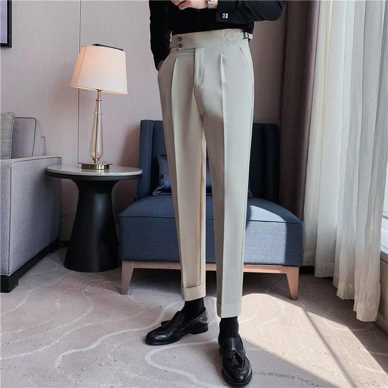 Naples Men's Loose Straight-Leg Trousers - 2025 Spring/Autumn Casual Korean Style, Trendy Business Pants