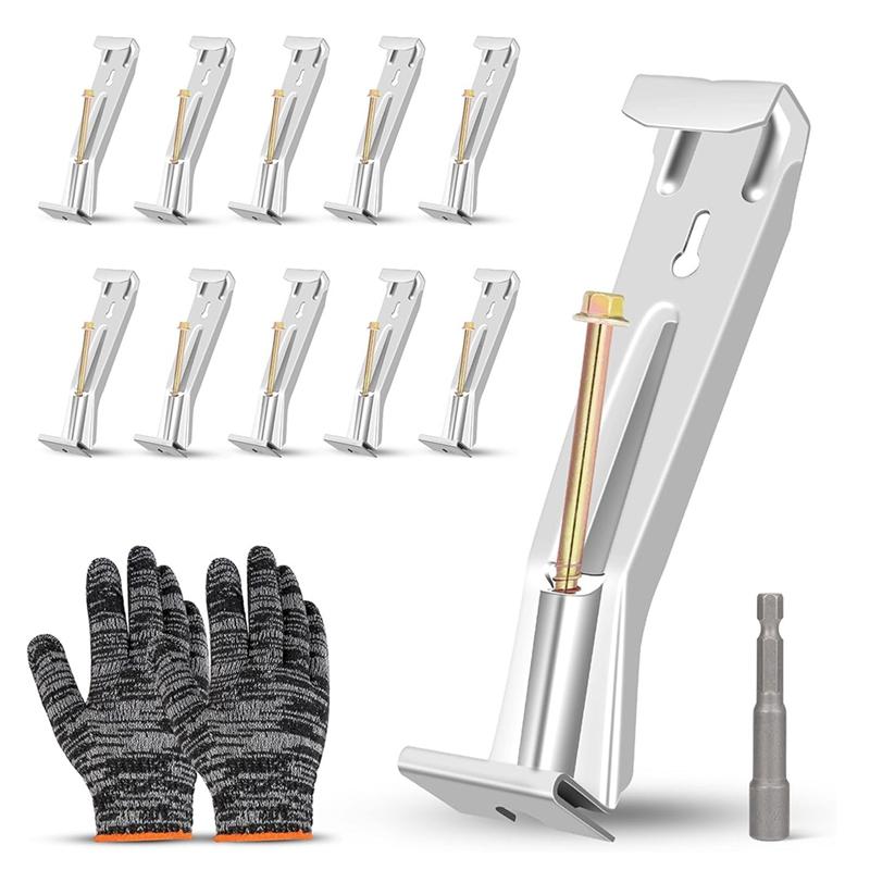 

10-Pack Gutter Hooks With Rust Proof Screws And Clips For 5 K-Type Aluminum Gutters, Repair Sagging Gutters