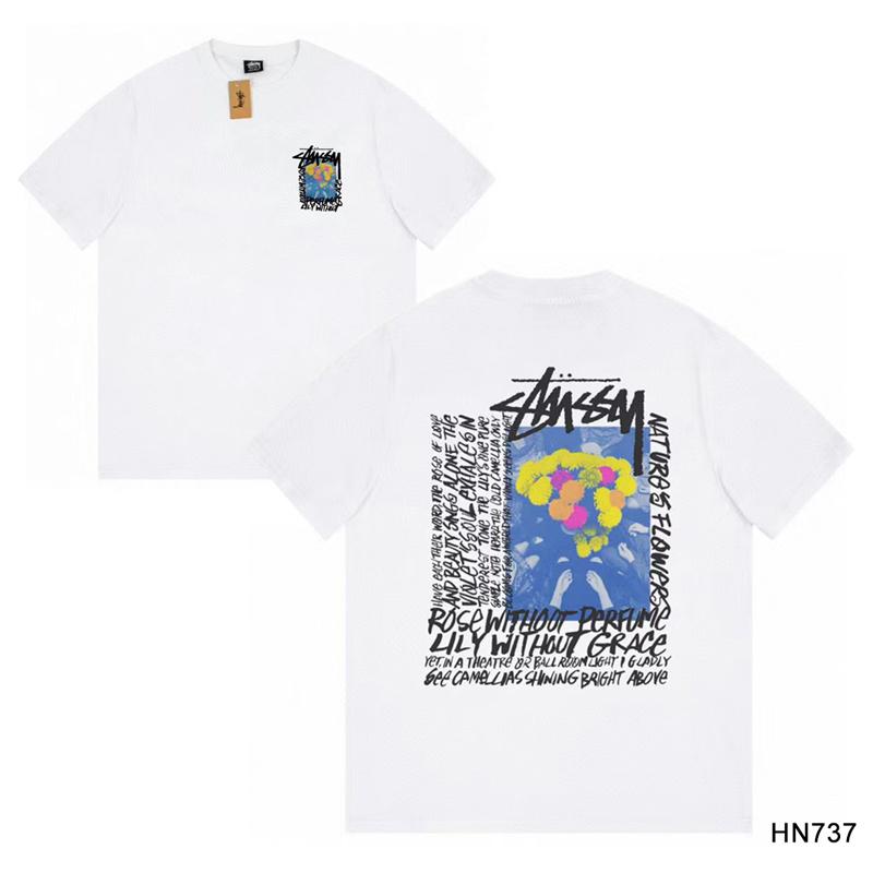 Stussy 2025 Sommer Neues Hochwertiges Rundhals-T-Shirt aus Baumwolle für Männer und Frauen Klassisches Logo mit neuem Musterdruck Paar-T-Shirt