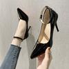 Fashion Aphixta Blcak Shoes Woman 10cm High Heel Pumps Buckle Thin Heels Women Shoes Wedding Party Sexy E Shoes Shoes Big Szie 45