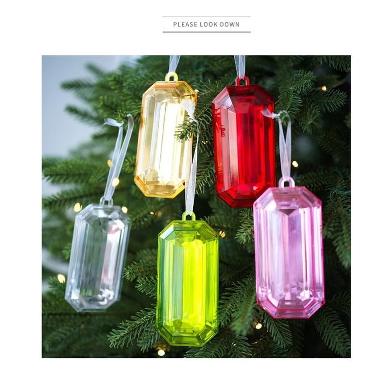 Starry Azure Christmas Tree Ornament Simulated Plastic Gemstone Holiday Xmas Tree Decoration Home Xmas Party Supplies