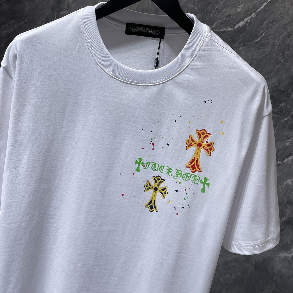 8959 CHROME HEARTS 2026 Summer New High Quality Cotton Round Neck Loose Large Size Men's and Women's T-shirt Couple T-shirt