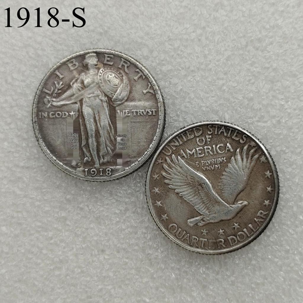Antique American Liberty 25 Cents Coin, 1916-1930, Optional Brass or Silver Plated
