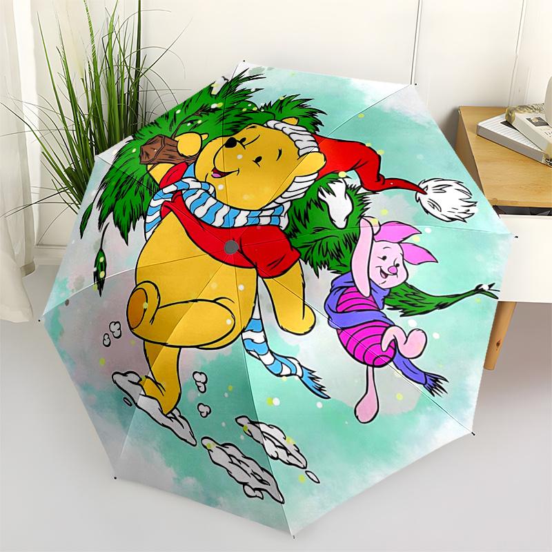

Winnie and friends Themed Travel Umbrella-8 Ribs Automatic Opening and Closing, Portable Folding Design, Compact and Stylish Umbrella