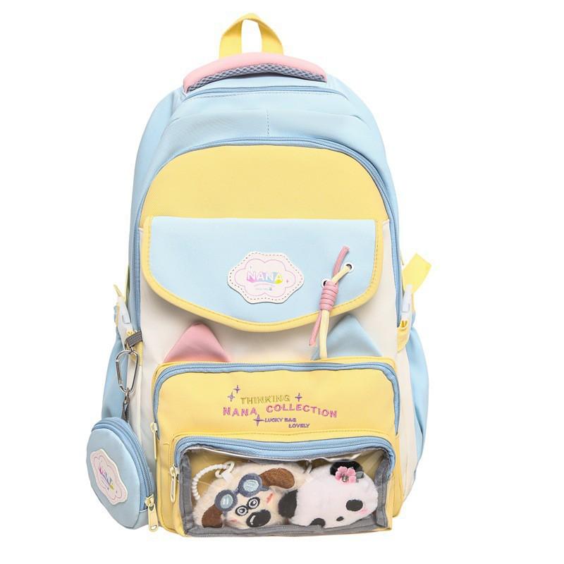 

Школьный рюкзак для девочки, контрастный цвет, женский, в корейском стиле Ins, для старшеклассников, серия Sen, универсальный рюкзак, большая вместимость