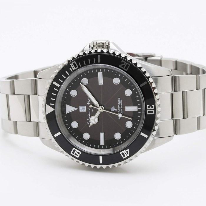 [Salvatore Marra] Men's Watch Radio Solar Business Popular Brand Waterproof Black with Cross SSBK