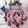 Classic Japanese-style Cartoon Demon Slayer Round Rug, Home Soft Decorative Anti-slip Yoga Mat and Chair Mat, Outdoor Floor Mat Carpet K24