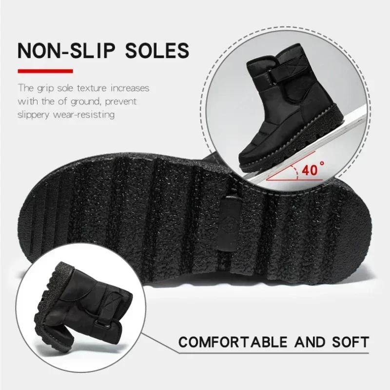Waterproof Boots for Women Casual Winter Women Ankle Boots Warm Plush Soft Platform Snow Boots 2025 Slip on Cotton Padded Shoes