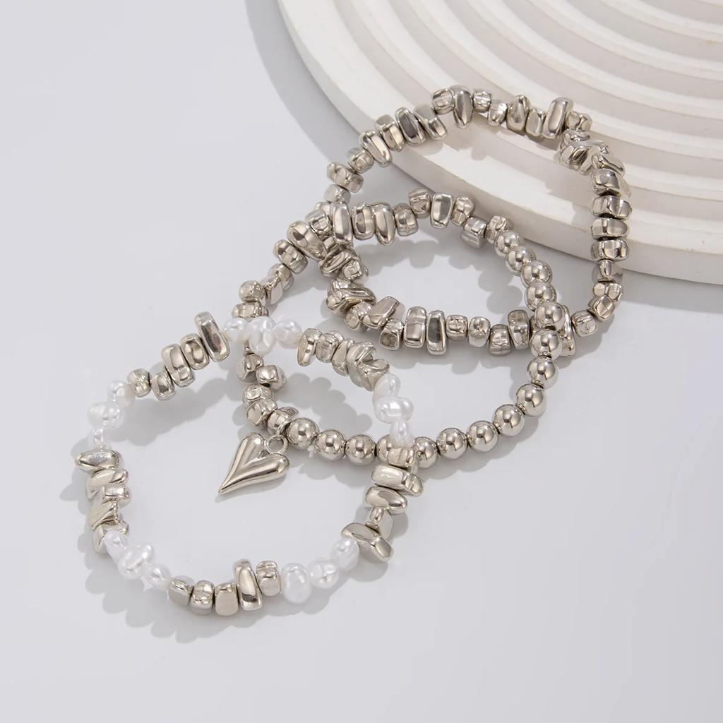 New Vintage Irregularity Unique Design CCB Bead Heart-Shaped Pendant Bracelet Sets for Woman Fashion Bracelet Jewelry Holiday